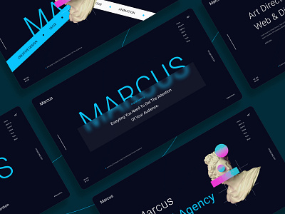 Marcus - Creative Agency agency art banner banners branding creative creative agency digital marketing hero section landing page led agency minimal minimal banner uiux web agency web banner web design web ui