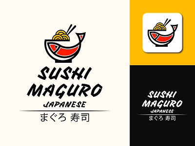 SUSHI MAGURO branding business logo design food logo illustration japanese food logo minimalist restorent logo sushi typography ux website