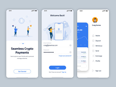 CryptoNet - Crytocurrency Wallet app app design design ui ux