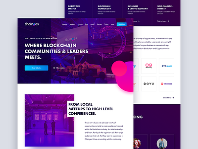 Chainges.co Website Static Concept blockchain conference cryptocurrency gradient landing page ui ux website
