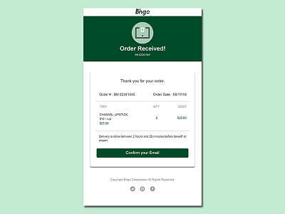 dailyui #017 Email Receipt