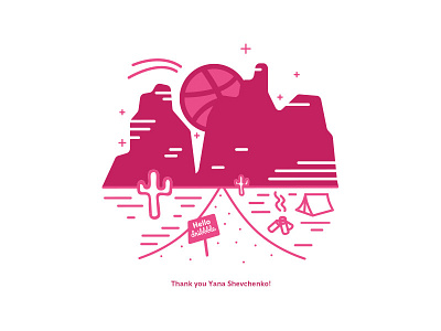 Hello Dribbble! canyon debut dribbble first shot hello illustration