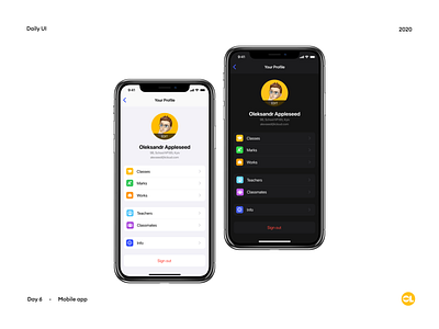 User profile - Mobile app - Daily UI :: Day 6 app appdesign apple application design ios ui ux webdesign website website design