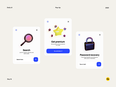 Pop Up with 3d icons - #Daily UI #016
