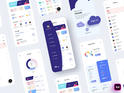 Cloudy Storage app clouds design dribbble drive dropbox file upload graphc graphic design mobile mobile app storage ui uiux ux visual