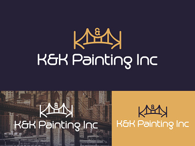 k&k painting inc branding bridge bridge painting flat minimalist logo modern painting type unique vector