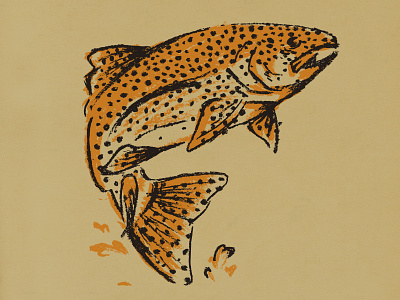Brown Trout apparel charcoal fish fishing illustration texas trout