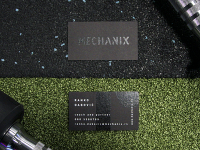 Mechanix visual identity branding business cards creative direction fitness facility logo design print stationery design visual identity
