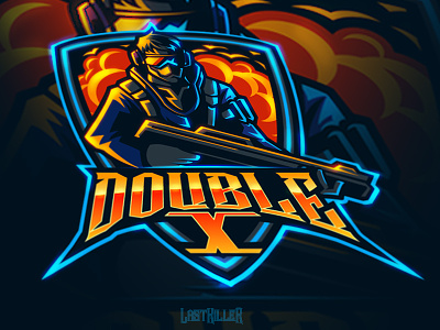 double X action cartoon esports gaming illustration logo mascot shooter sports twitch