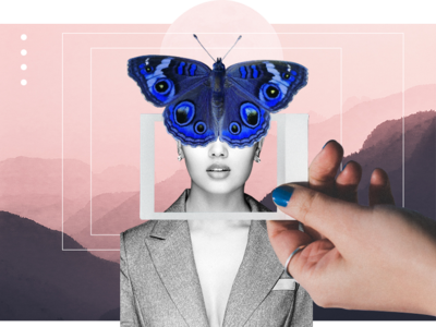 butterfly & woman collage art butterfly collage art woman