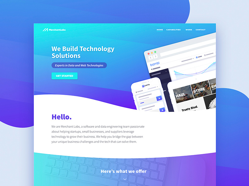 MerchantLabs.io | Home ux design technology website banner design svg ui web design