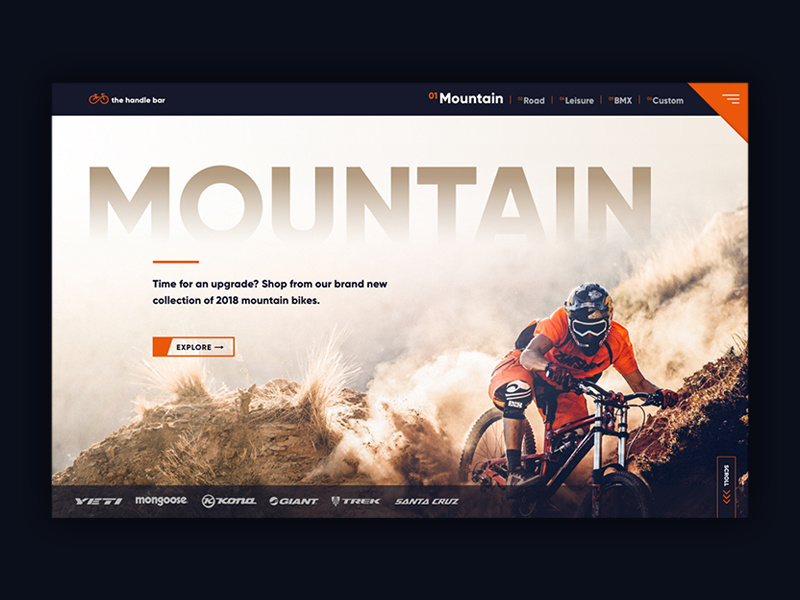 Mountain Bike Page Design banner home page navigation layout web design ux design ui design ui ux bike