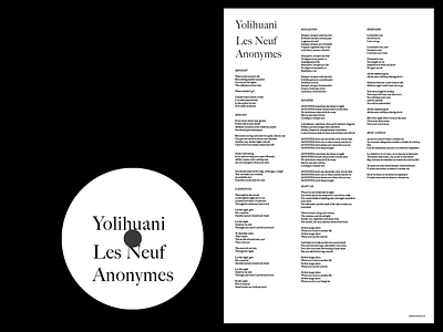 Yolihuani Les Neufs Anonymes album art album artwork art direction