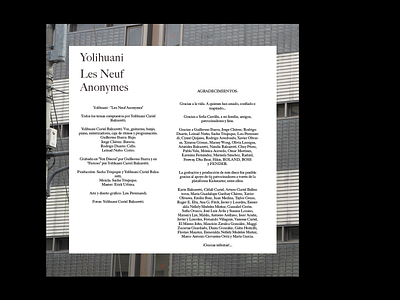 Yolihuani Les Neuf Anonymes Album album art art direction innerpages