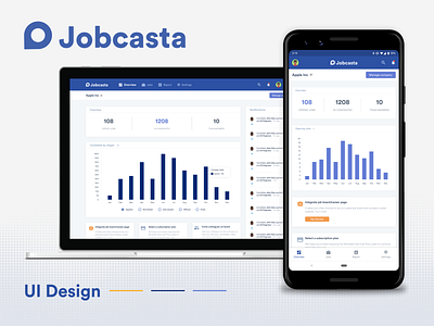 Recruitment App UI Dashboard Design - Jobcasta admin app applicant candidate company dashboad design employee employer figma freebie hiring interview job recruiting technology ui ux web website