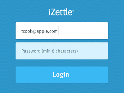 iZettle Login Screen blue buttons clean dashboard email flat form guilloché izettle login password sign in simple web