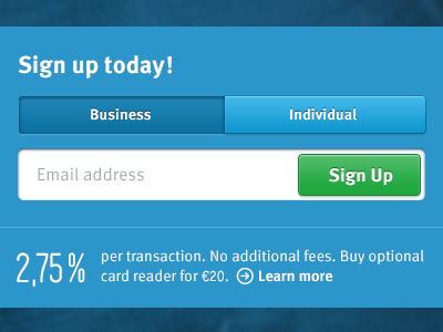 iZettle.com - Signup box form izettle payment pricing register sign up signup