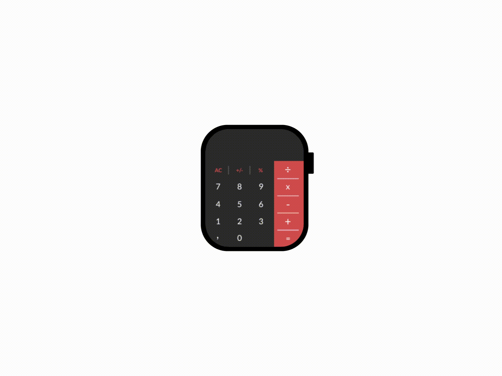 Smartwatch Calculator adobe xd animation calculator clean concept dailyui design flat mobile smartwatch ui ui design uiux