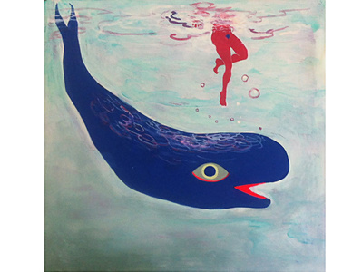 Pyewacket art color gouache painting underwater whale