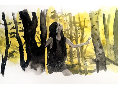 Mandy forest horror illustration independent film ink inktober 2018 mandy watercolor