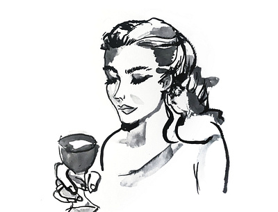 Margeaux Hemingway 70s beauty black and white hemingway hollywood illustration independent film ink inktober2019