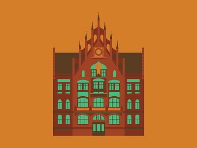 Town Hall archi architecture chojnice design flat graphic neo gothic town hall