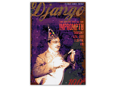 Django's 100th Birthday avant garde. jazz music poster