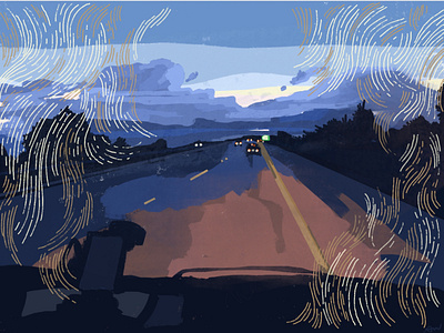 Night drive. car design digital illustration drawing driving illustration night nightsky painting procreate sketch