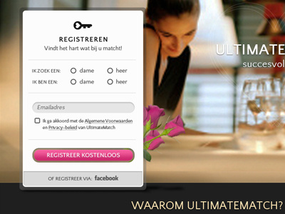 UltimateMatch Register form interface design register webdesign