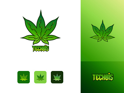 Techbis Logo abstract leaf badge branding cannabidiol cannabis cannabis design design ecology hemp logo leaf illustration logo design logo mark marijuana logo peace corp sativa symbol tech tech logo technology weed