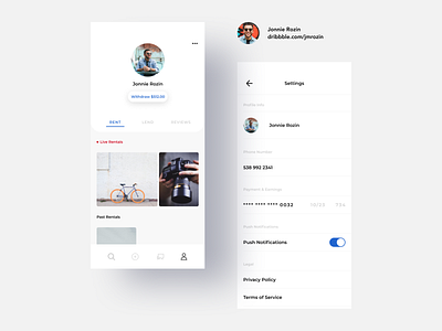 DailyUI 006 / 007 - Profile & Settings app branding design minimal ui ux