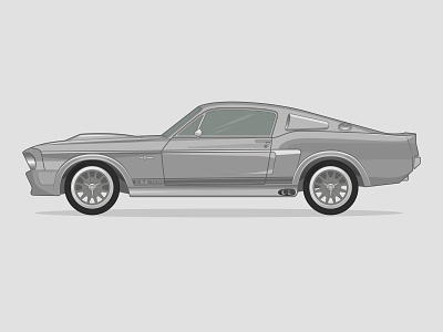 1967 Shelby GT500 adobe car design flat vector graphic design gt500 illustration illustrator movie cars movies print design shelby vector vector artwork vector illustration