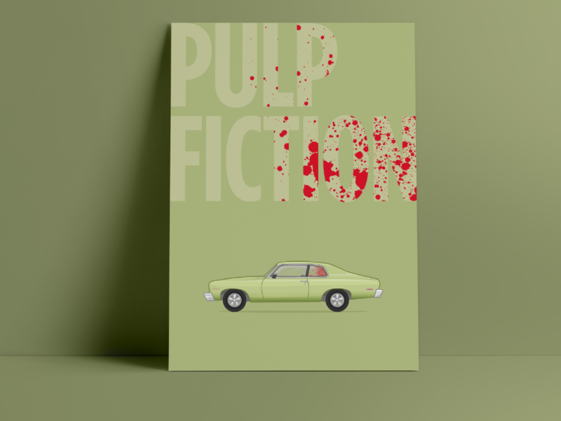 "Oh man I shot Marvin in the face" Pulp Fiction print pulp fiction movie poster pulp fiction poster movie poster pulp fiction illustration chevy illustration chevy nova pulp fiction print pulp fiction
