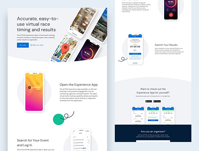 Virtual Race Timing and Results Landing Page app blue campaign design event green landing page marathon race ui ux virtual web design website