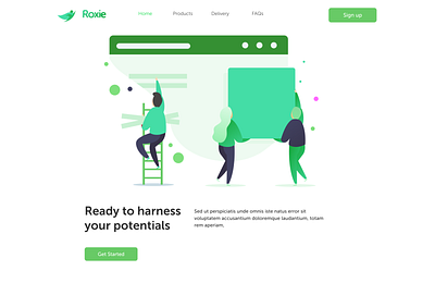 Roxie branding design gradient green hero illustration logo user interface vector