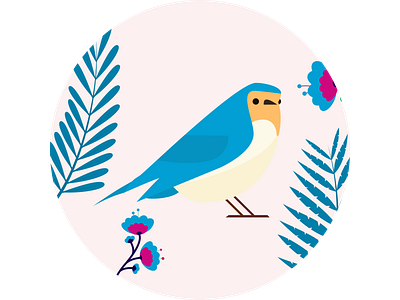 Bird illustation bird bird illustration blue flower identity illustraion leaves