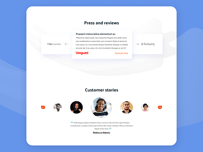 Press review and customer stories button card comment customer customer experience news pattern press review user experience design user interface