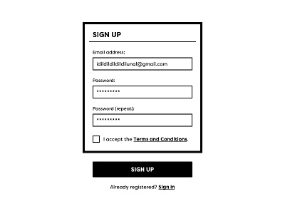 Daily UI #001 – Sign Up black and white fill sign up simple stroke ui