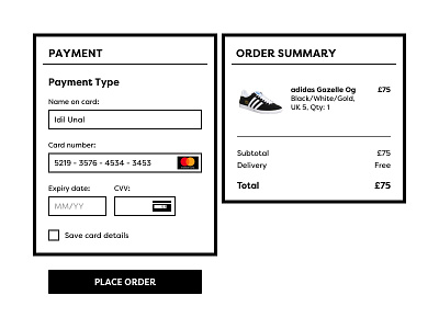 Daily UI #002 – Credit Card Checkout adidas bank card checkout credit card gazelle order payment ui ux