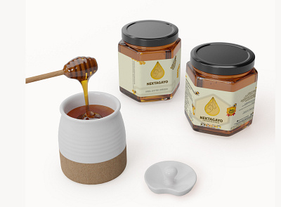 Nektagayo artesanal honey labeldesign logo