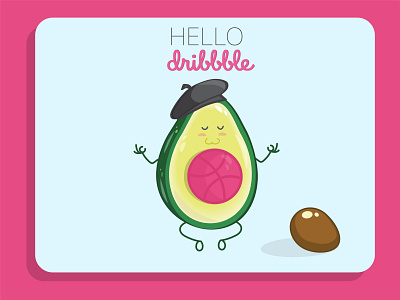 Hello Dribble avocado dribbble dribble shot flat design flat illustration hello dribble illustration