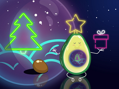 new year avocado avocado dribble shot flat illustration illustartor illustration