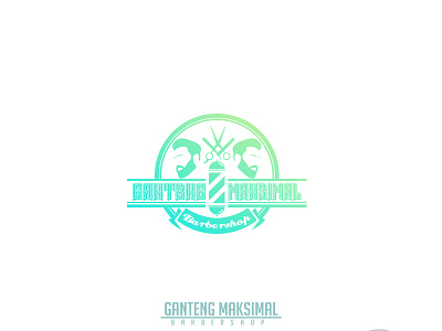ganteng maksimal barbershop logo branding graphic icon illustration logo logo design vector