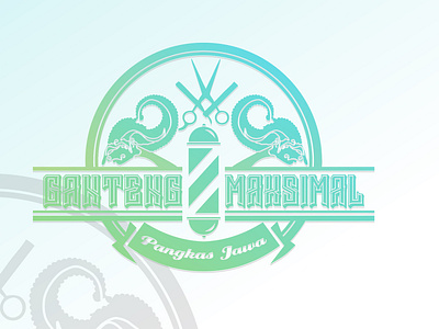 redesign logo "ganteng maksimal" barbershop