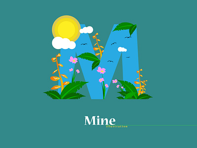 "Mine" illustration design flat graphic icon illustration letter minimal myftha type typography vector