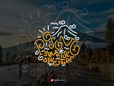 posong sunrise adventure branding design flat graphic illustration logo design minimal type typography vector