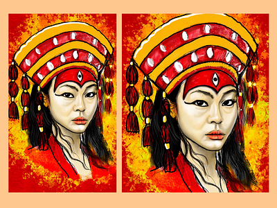 Goddess KUMARI KUMARI art art music art music101 culture digital art festival goddess indrajatra kathmandu kumari nepal procreate sketch