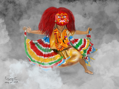 MAJIPA LAKHE digital painting indra jatra kathmandu lakhe majipa lakhe nepal nepali festival newari culture procreate