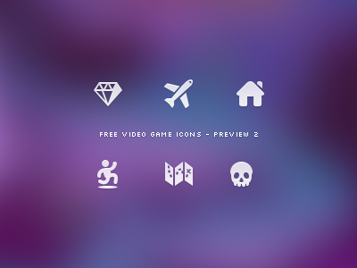 Video Game Icon Set - Preview 2 adventure aeroplane airplane bling death diamond free freebie game games gem home house icon icons jnr jump jump n run man map plane preview run set skull video videogame videogames watch