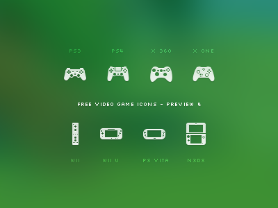 Video Game Icon Set - Preview 4 3 360 3ds 4 console free freebie game games handheld icon icons nintendo one play playstation preview ps ps3 ps4 set station video videogame videogames vita wii wii u xbox xl
